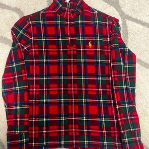 Boys Polo Ralph Lauren Tartan Plaid 1/4 Zip Sweater